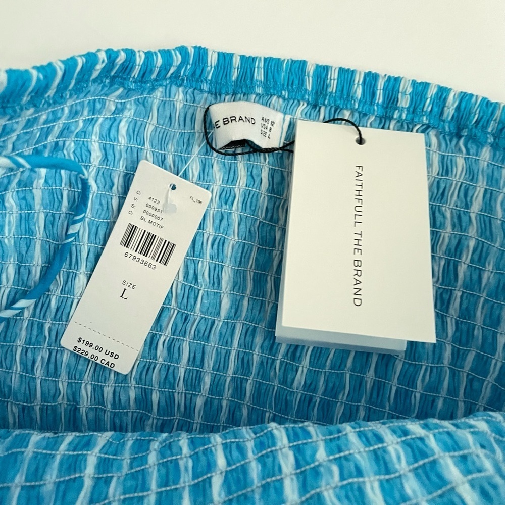 NEW Faithfull the Brand Anthropologie Baylee Jumpsuit Maya Stripe Print Blue L - Picture 2 of 8